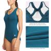 imagebaleaf Womens Racerback Athletic One Piece Modest Bathing SuitSteel Blue