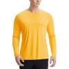 imageBALEAF Mens Sun Shirts UPF 50 UV Protection SPF Long Sleeve Rash Guard Fishing Running Quick Dry LightweightYellow