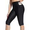 imageBALEAF Womens 14quot High Waisted Swim Capris Long Swim Shorts Knee Length UPF50 Swimsuit with Liner and PocketsBlack