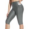 imageBALEAF Womens 14quot High Waisted Swim Capris Long Swim Shorts Knee Length UPF50 Swimsuit with Liner and PocketsDark Grey
