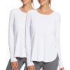 imageBALEAF Womens Sun Shirts UPF 50 Long Sleeve Hiking Tops Lightweight Quick Dry UV Protection Outdoor Clothing02white