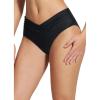 imageBALEAF Womens V Cut Cheeky Bikini Bottoms High Cut Ruched Twist Front Swim Bathing Suit BottomBlack