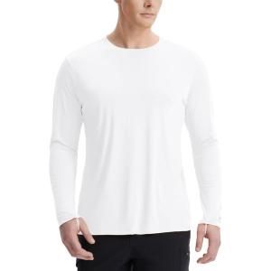 imageBALEAF Mens Sun Shirts UPF 50 UV Protection SPF Long Sleeve Rash Guard Fishing Running Quick Dry LightweightWhite