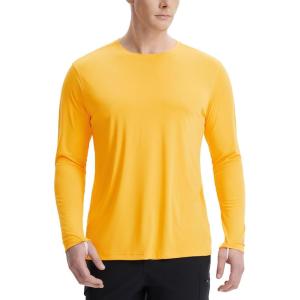 imageBALEAF Mens Sun Shirts UPF 50 UV Protection SPF Long Sleeve Rash Guard Fishing Running Quick Dry LightweightYellow