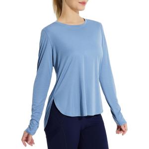 imageBALEAF Womens Sun Shirts UPF 50 Long Sleeve Hiking Tops Lightweight Quick Dry UV Protection Outdoor Clothing02cationic Blue
