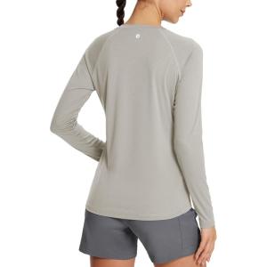 imageBALEAF Womens UPF 50 Sun Shirts Long Sleeve UV Protection Rash Guard Lightweight Quick Dry SPF Hiking Tops Outdoor06upgrade Khaki