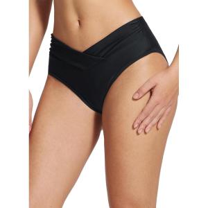 imageBALEAF Womens V Cut Cheeky Bikini Bottoms High Cut Ruched Twist Front Swim Bathing Suit BottomBlack