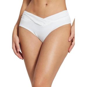 imageBALEAF Womens V Cut Cheeky Bikini Bottoms High Cut Ruched Twist Front Swim Bathing Suit BottomWhite