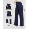 imageBALEAF Fleece Lined Thermal Pants Women Sweatpants Wide Leg Water Resistant Casual Lounge with Pockets Yoga WorkoutNavy