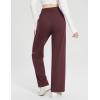 imageBALEAF Fleece Lined Thermal Pants Women Sweatpants Wide Leg Water Resistant Casual Lounge with Pockets Yoga WorkoutWine Red