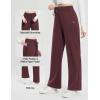 imageBALEAF Fleece Lined Thermal Pants Women Sweatpants Wide Leg Water Resistant Casual Lounge with Pockets Yoga WorkoutWine Red