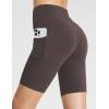 imageBALEAF Womens 8quot 5quot 3quot Biker Shorts High Waist Yoga Workout Gym Running Volleyball Spandex Shorts with PocketsBrownstretchierlycra