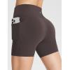 imageBALEAF Womens 8quot 5quot 3quot Biker Shorts High Waist Yoga Workout Gym Running Volleyball Spandex Shorts with PocketsBrownstretchierlycra