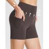 imageBALEAF Womens 8quot 5quot 3quot Biker Shorts High Waist Yoga Workout Gym Running Volleyball Spandex Shorts with PocketsBrownstretchierlycra