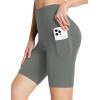 imageBALEAF Womens 8quot 5quot 3quot Biker Shorts High Waist Yoga Workout Gym Running Volleyball Spandex Shorts with PocketsGraystretchierlycra