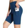 imageBALEAF Womens 8quot 5quot 3quot Biker Shorts High Waist Yoga Workout Gym Running Volleyball Spandex Shorts with PocketsNavy Bluestretchierlycra