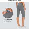 imageBALEAF Womens Capris with Pockets Knee Length Capri Leggings High Waisted Stretch for Casual Summer Yoga Workout ExerciseGraphite Gray