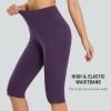 imageBALEAF Womens Capris with Pockets Knee Length Capri Leggings High Waisted Stretch for Casual Summer Yoga Workout ExerciseShadow Purple