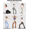 imageBALEAF Womens Flare Leggings with Zipper Pockets Crossover High Waist Bootcut Yoga Pants Tummy Control Bell Bottom LeggingsKhaki