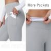 imageBALEAF Womens Fleece Lined Leggings Thermal Warm Winter Tights High Waisted Yoga Pants Cold Weather with PocketsLight Heather Gray