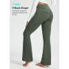 imageBALEAF Womens Fleece Lined Pants Water Resistant Winter Thermal Warm Flare Leggings Bell Bottom Yoga Pants with PocketsDark Army Green