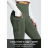 imageBALEAF Womens Fleece Lined Pants Water Resistant Winter Thermal Warm Flare Leggings Bell Bottom Yoga Pants with PocketsDark Army Green