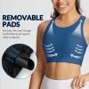 imageBALEAF Womens Swim Bra Modest High Neck Bikini Tops Quick Dry UPF 50Bathing Suit Sports Workout Removable PaddedNavy Blue