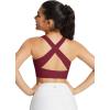 imageBALEAF Womens Swim Bra Modest High Neck Bikini Tops Quick Dry UPF 50Bathing Suit Sports Workout Removable PaddedWine