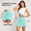 imagebaleaf Womens High Waisted Adjustable Drawstring Ruffle Swim Skirt Bottoms Modest Tummy Control Swim Skort with Pocket LinerGreen
