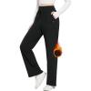imageBALEAF Fleece Lined Thermal Pants Women Sweatpants Wide Leg Water Resistant Casual Lounge with Pockets Yoga WorkoutBlack