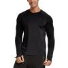 imageBALEAF Mens Long Sleeve Running Shirts with Thumbholes Quick Dry Athletic Shirt Workout Training TopBlack