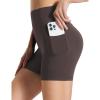 imageBALEAF Womens 8quot 5quot 3quot Biker Shorts High Waist Yoga Workout Gym Running Volleyball Spandex Shorts with PocketsBrownstretchierlycra