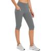 imageBALEAF Womens Capris with Pockets Knee Length Capri Leggings High Waisted Stretch for Casual Summer Yoga Workout ExerciseGraphite Gray