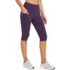 imageBALEAF Womens Capris with Pockets Knee Length Capri Leggings High Waisted Stretch for Casual Summer Yoga Workout ExerciseShadow Purple