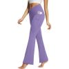 imageBALEAF Womens Flare Leggings Trendy Crossover Yoga Pants High Waist Casual Workout Bell Bottom Leggings with PocketsPurple