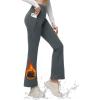 imageBALEAF Womens Fleece Lined Pants Water Resistant Winter Thermal Warm Flare Leggings Bell Bottom Yoga Pants with PocketsCharcoal