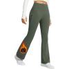 imageBALEAF Womens Fleece Lined Pants Water Resistant Winter Thermal Warm Flare Leggings Bell Bottom Yoga Pants with PocketsDark Army Green