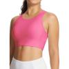 imageBALEAF Womens Swim Bra Modest High Neck Bikini Tops Quick Dry UPF 50Bathing Suit Sports Workout Removable PaddedPink