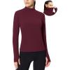 imagebaleaf Womens Thermal Long Sleeve Shirts Fleece Turtleneck Top Warm Undershirts with Detachable Neck Gaiter ThumbholesWine Red