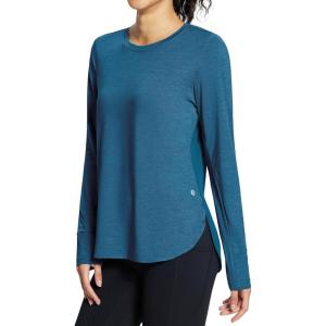 imageBALEAF Long Sleeve Workout Tops for Women Running Athletic Shirts Active Quick Dry Lightweight Moisture WickingCblue Ii