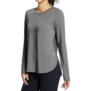 imageBALEAF Long Sleeve Workout Tops for Women Running Athletic Shirts Active Quick Dry Lightweight Moisture WickingCgrey
