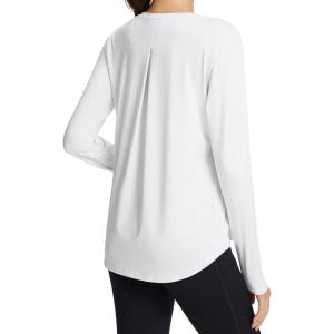 imageBALEAF Long Sleeve Workout Tops for Women Running Athletic Shirts Active Quick Dry Lightweight Moisture WickingWhitepleated