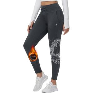 imageBALEAF Womens Fleece Lined Pants WaterResistant Sweatpants Winter Thermal Ski Hiking Running JoggersCharcoal