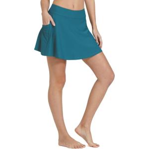 imageBALEAF Womens High Waisted Swim Skirt Bikini Tankini Bottom with Side PocketTeal Green
