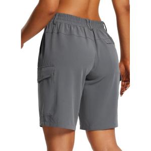 imageBALEAF Womens Hiking Long Shorts 10quot Cargo Short Knee Length Quick Dry with Pockets UPF 50 Water ResistantGrey
