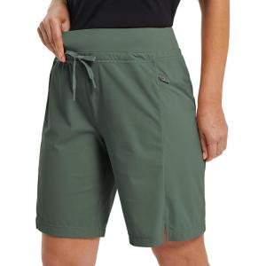 imageBALEAF Womens Hiking Long Shorts 9quot11quot Quick Dry Bermuda Cargo for Curvy Lightweight Pockets9 Inch Dark Army Green