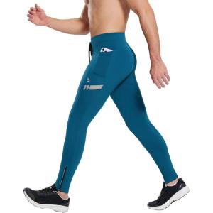 imagebaleaf Mens Winter Running Tights Thermal Cycling Pants Water Resistant Pockets Zipper Legs Cold WeatherBdeep Blue