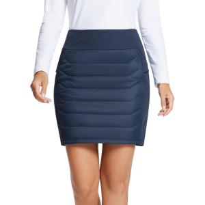 imagebaleaf Womens 17quot Puffer Quilted Skirt Lightweight Insulated Warm Snow Skirts Hiking Running Golf OutdoorsNavy