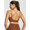 imagebaleaf Freeleaf Womens Sports Bra Longline Molded Cup Yoga Bra Thin Strap Low Impact Workout Crop Tank TopsBrown
