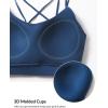 imagebaleaf Freeleaf Womens Sports Bra Longline Molded Cup Yoga Bra Thin Strap Low Impact Workout Crop Tank TopsGibraltar Sea